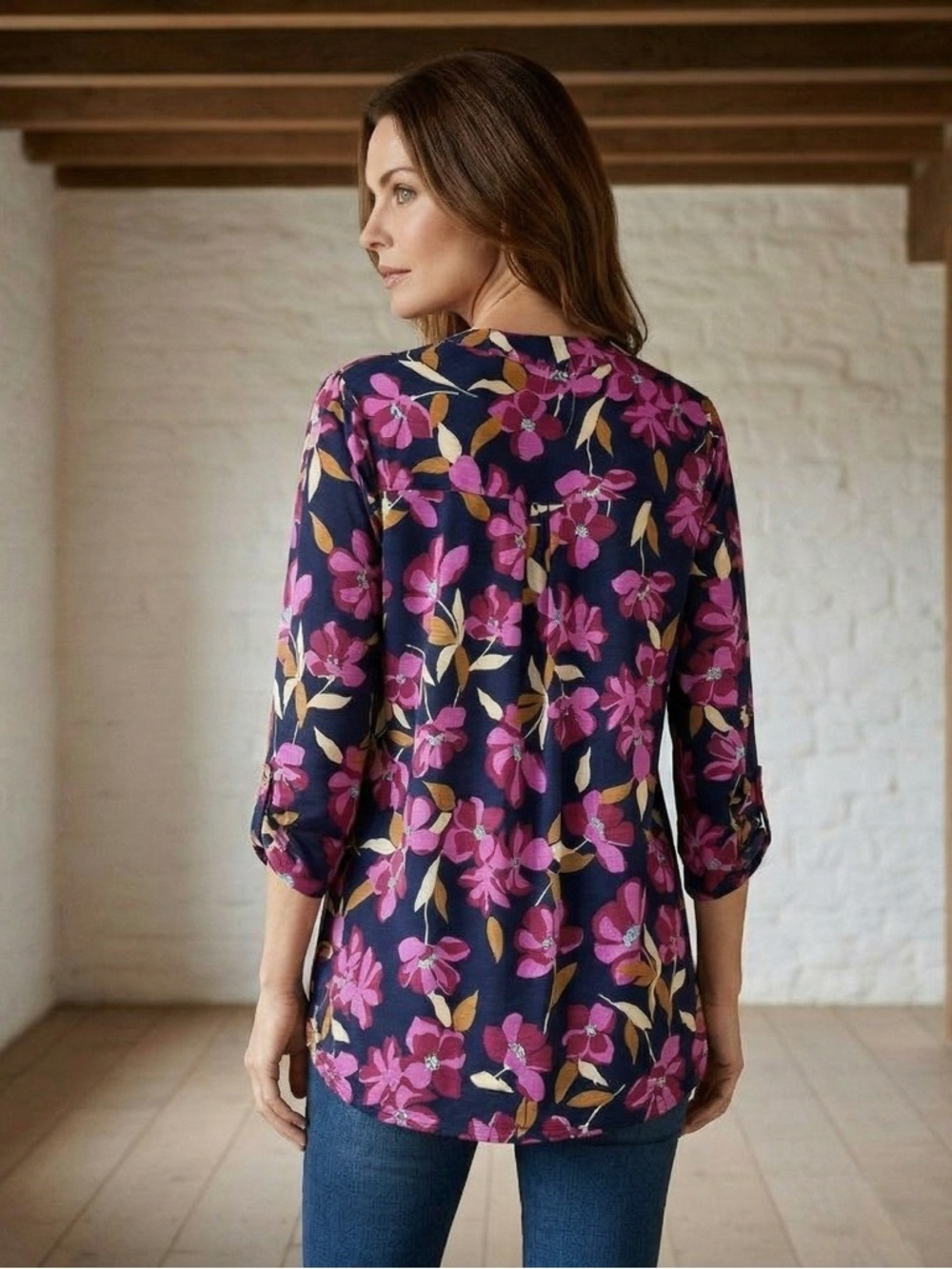 Dear Scarlett Beautiful V-Neck Tunic Bursting With A Gleeful Color Pallet - Picture 2 of 7